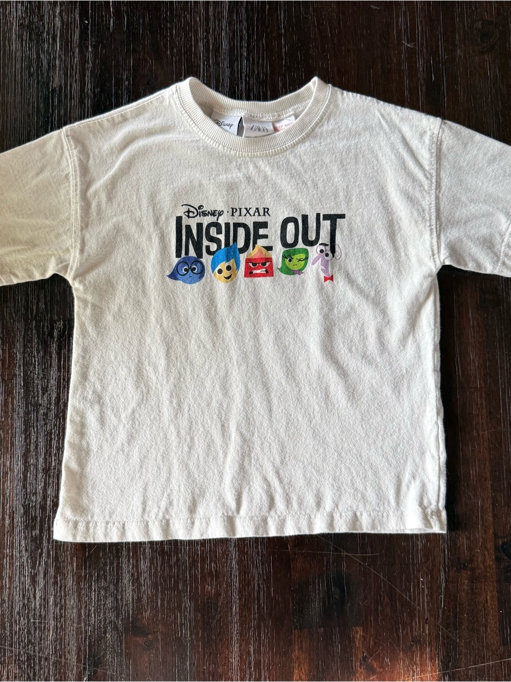 Zara White Inside Out Graphic Tee with Colorful Emotion Faces